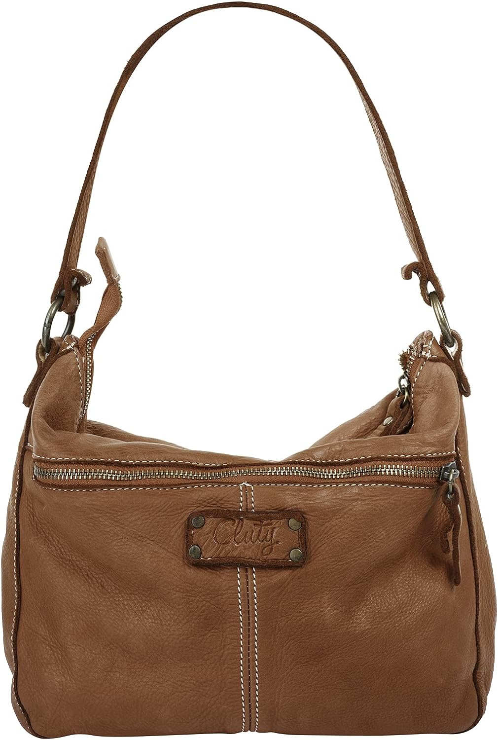 Cluty Shopper Echt Leder Damen - 021137 Cognac, Cognac
