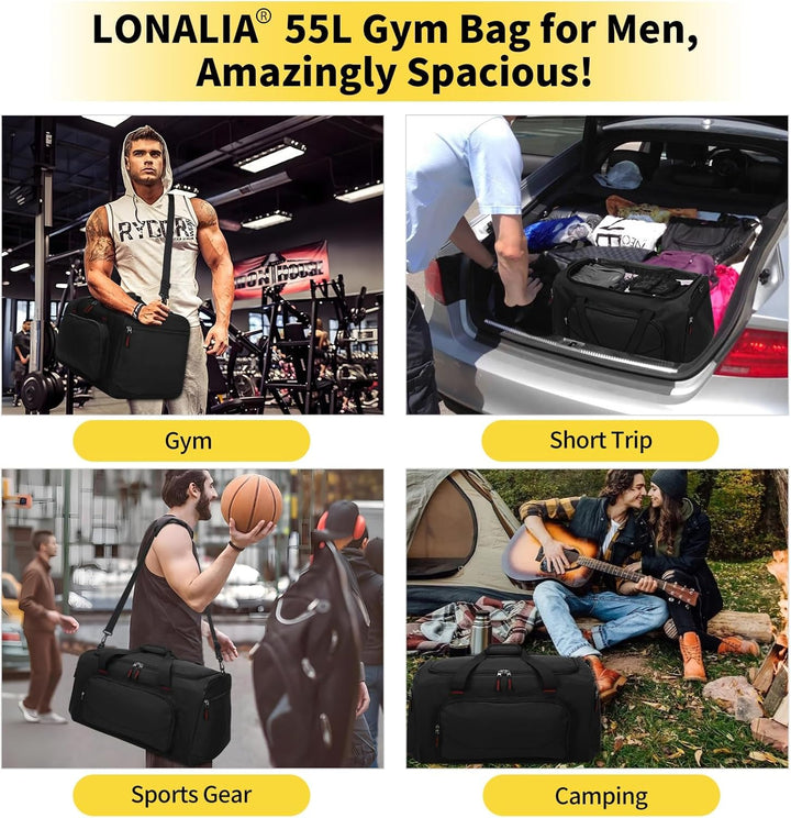 Sporttasche Reisetasche Herren Gross 55L - Weekender Gym Bag Fitness Tasche für Sport Training Urlau