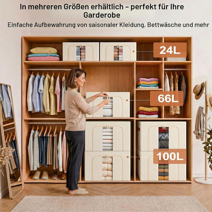 Kleidung Aufbewahrungstasche Faltbar Metallrahmen: Stapelbare Aufbewahrungsbox mit Deckel für die Kl