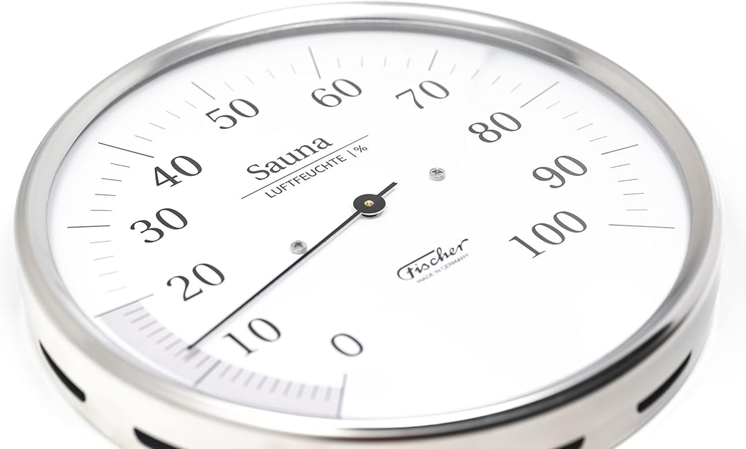 Fischer 191.01 - Sauna-Hygrometer synthetisch - 130mm Sauna-Luftfeuchtigkeitsmesser aus Edelstahl -
