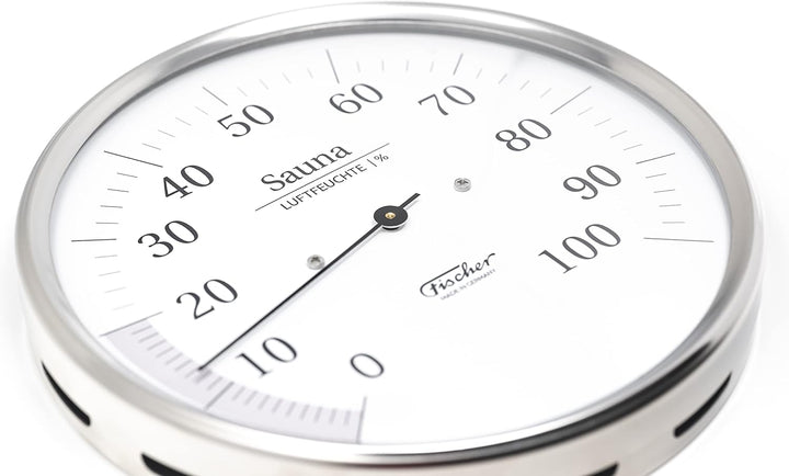 Fischer 191.01 - Sauna-Hygrometer synthetisch - 130mm Sauna-Luftfeuchtigkeitsmesser aus Edelstahl -