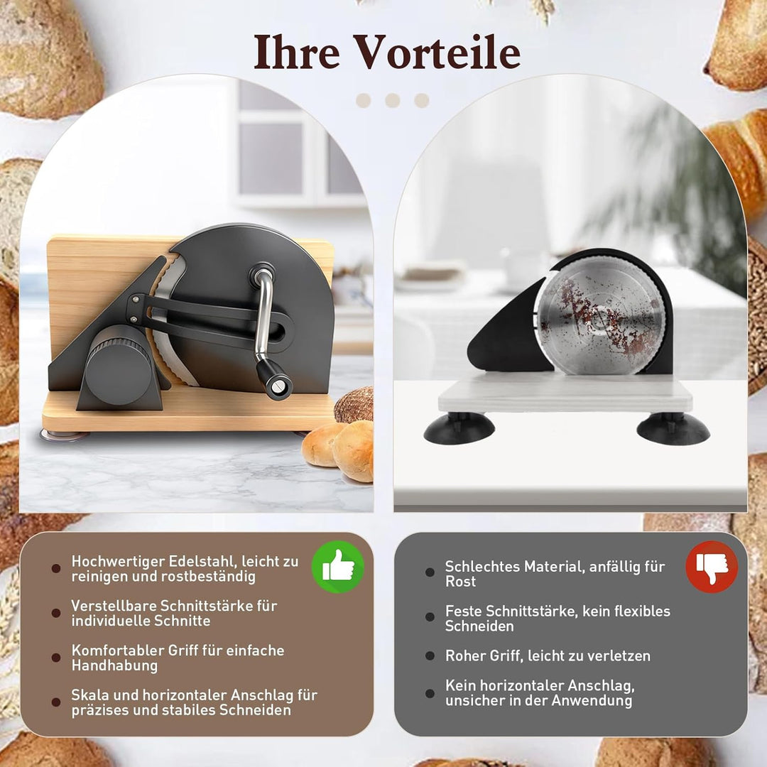 Brotschneidemaschine,Brotschneidemaschine Manuell(Faltbar),Edelstahl 304, Allesschneider Mit Skala,E