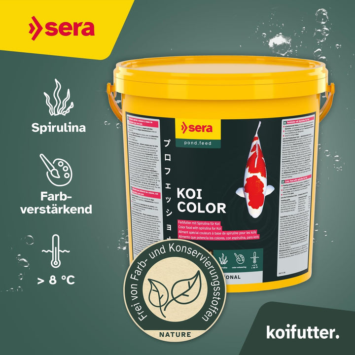 sera KOI Professional Spirulina Farbfutter 7 kg (21L) | Koi-Fischfutter für perfekte Farben| Für Tem