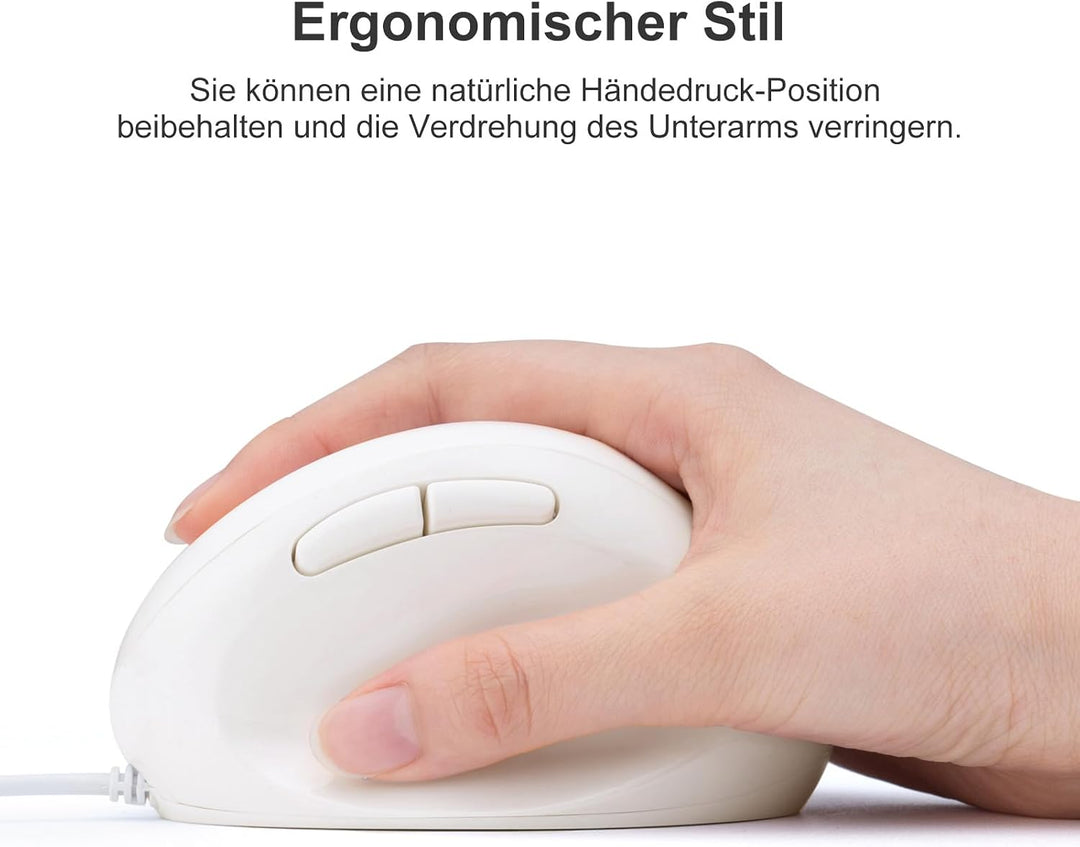 SANWA Ergonomische Maus mit Kabel, Optische Vertikale Maus für Kleine bis Mittelgrosse Hände, 1000/1
