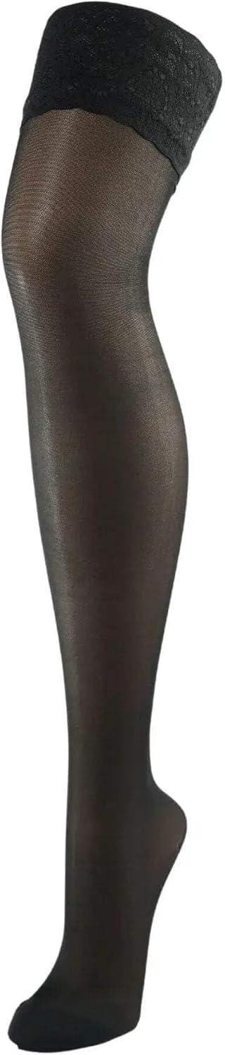 BAHNER Premium Stützstrumpfe Damen halterlose transparente Spitzenstrümpfe, Strümpfen 70 DEN Qualitä