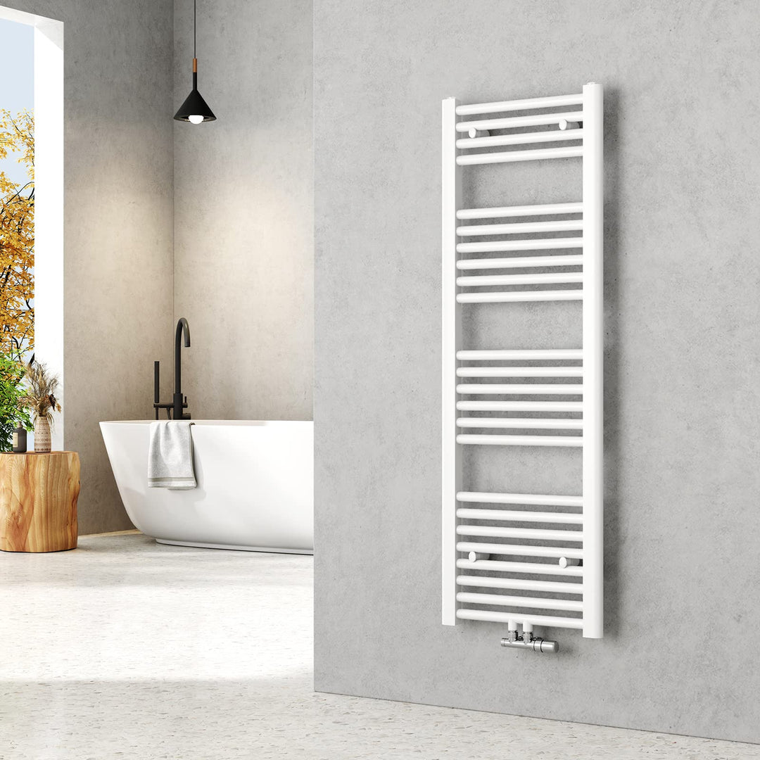 EMKE Handtuchheizkörper 1200x400 mm - Gerade Badheizkörper mit Mittelanschluss, Effizienter Handtuch