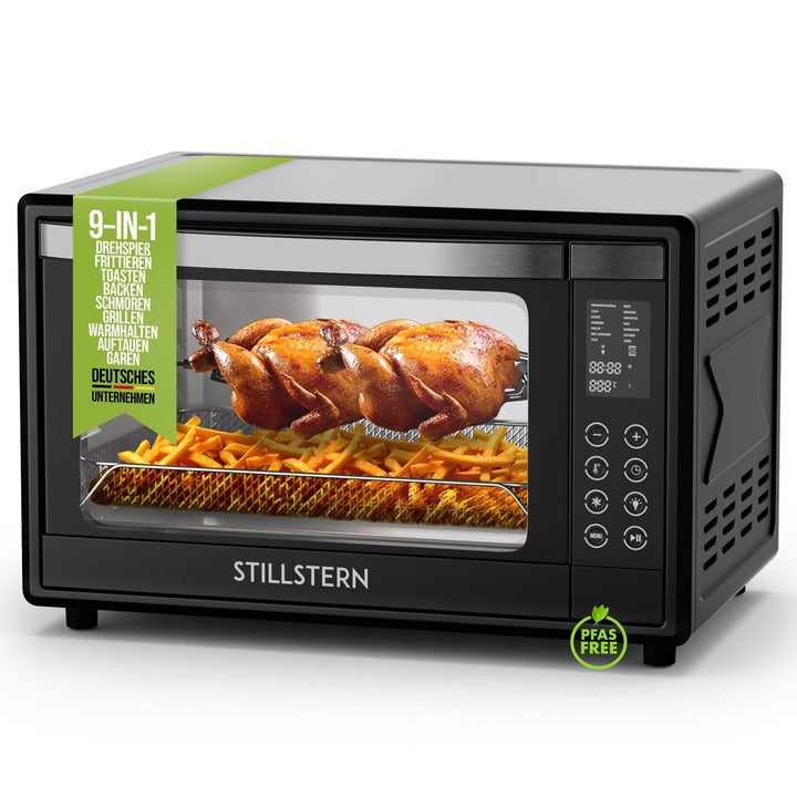 Stillstern Minibackofen mit Umluft (35L) Deutsche Version, 13 Programme, Zubehör: Backblech, Drehspi