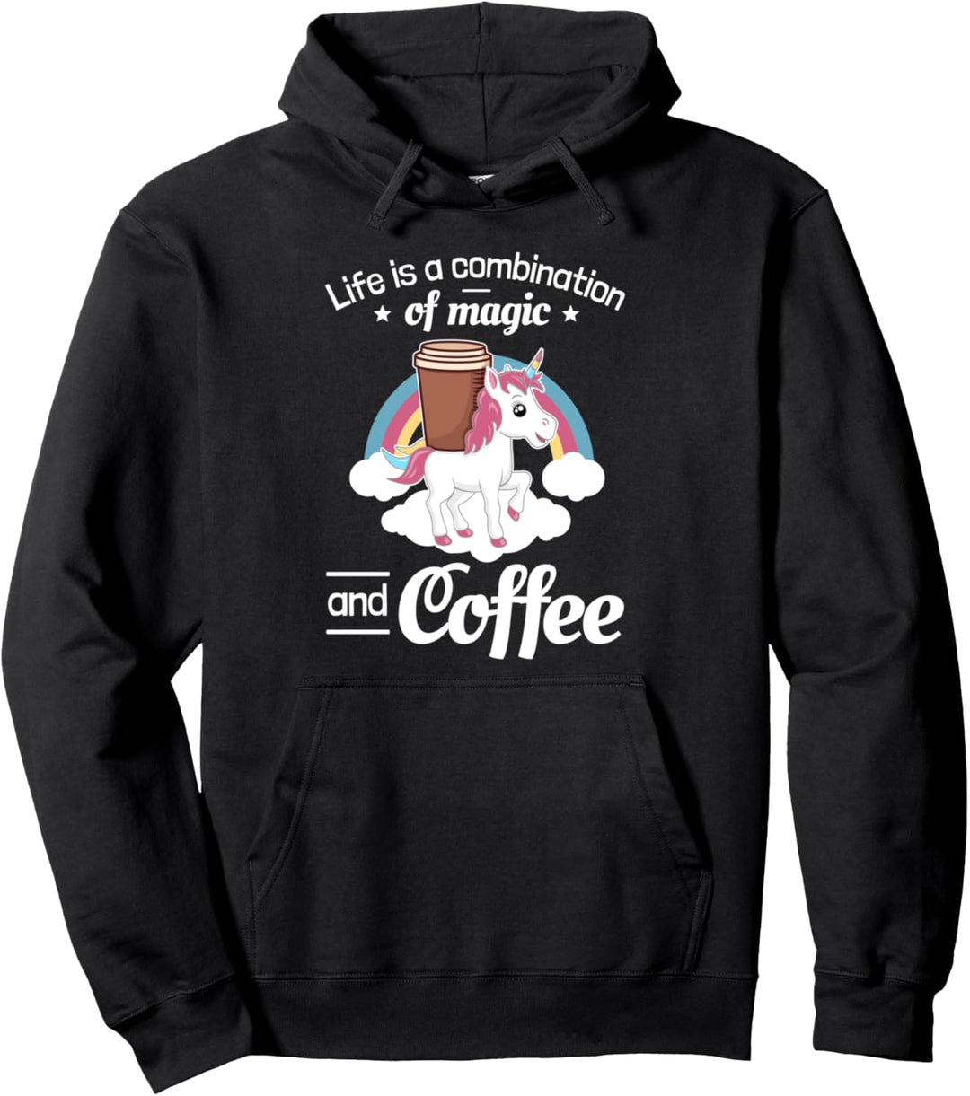 Kaffee Einhorn Magie Pullover Hoodie