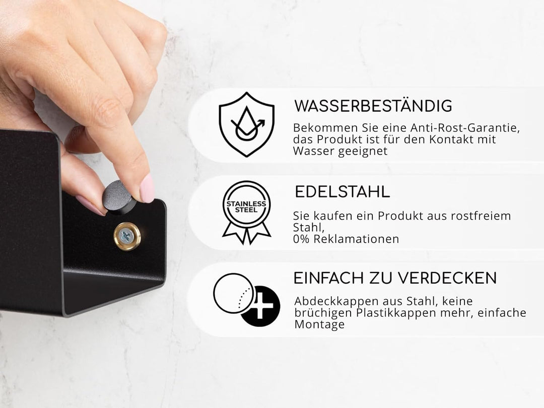 DABSTORY Badetuchhalter Schwarz Handtuchablage Edelstahl Gästehandtuchhalter Wandmontage Handtuchhal