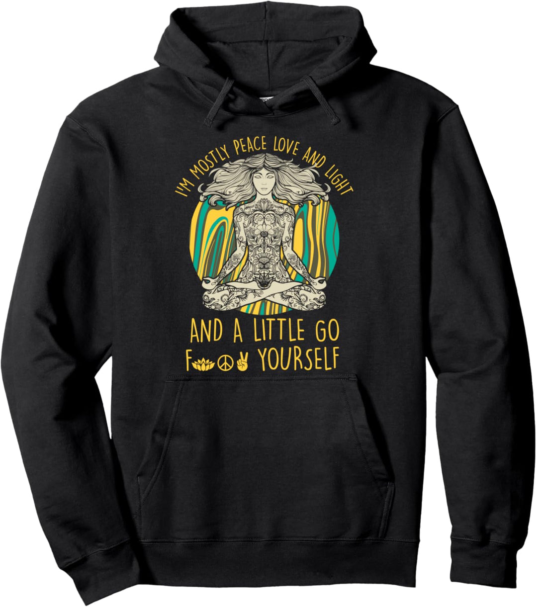 Cooles Freches Mädchen Frieden Liebe Licht Yoga Meditation Pullover Hoodie