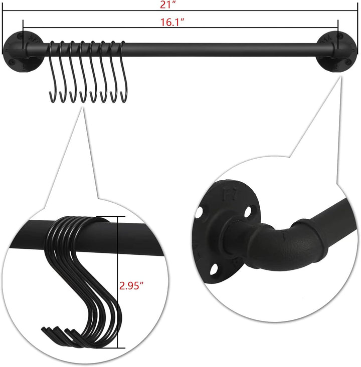54,9 cm Topf-/Pfannenständer, Wandmontage, Set mit 2 Stück mit 16 Haken, industrielle Pfannenaufhäng