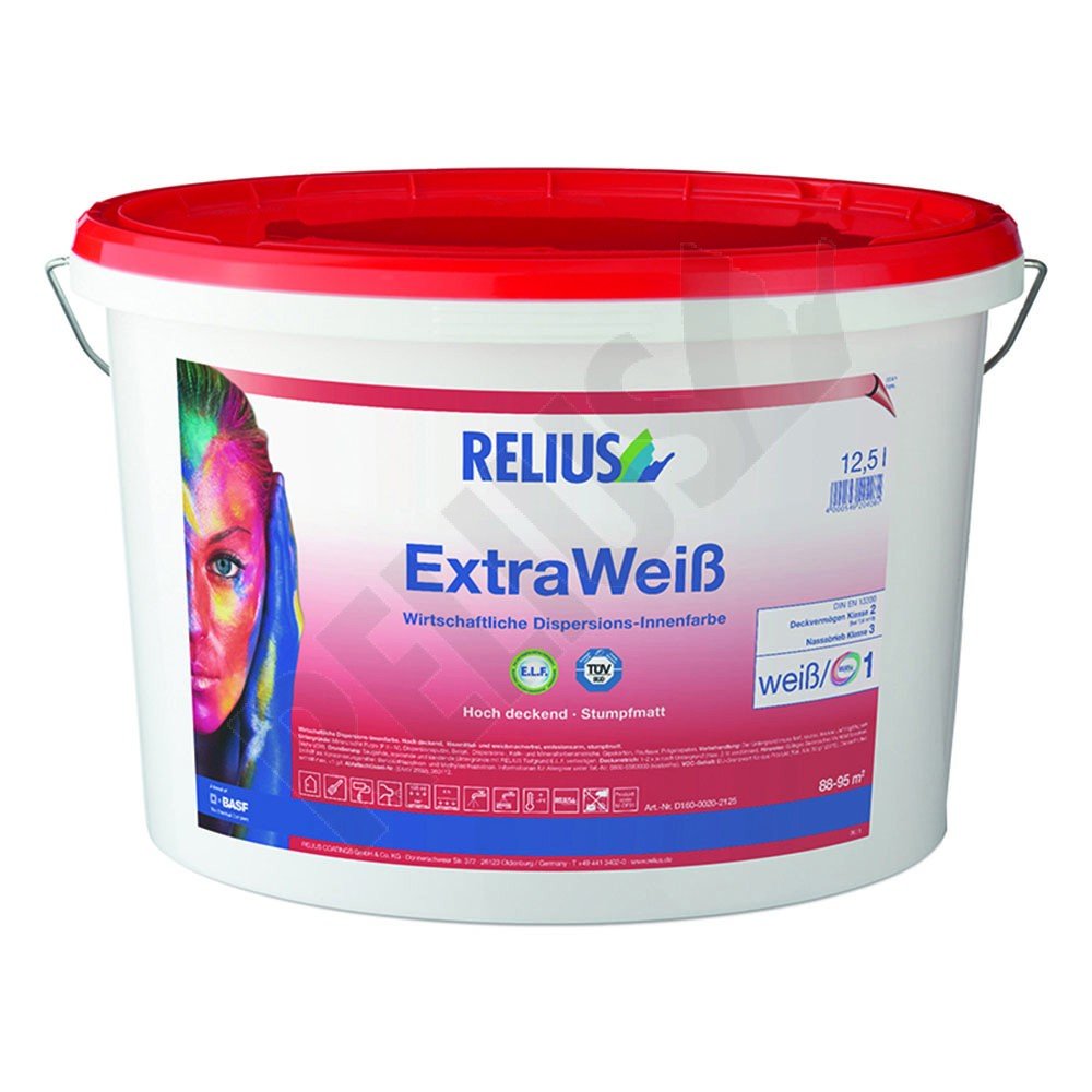 Relius ExtraWeis Leistungsstarke Dispersions-Innenfarbe Stumpfmatt 10 Liter 10 l (1er Pack) Weiss /
