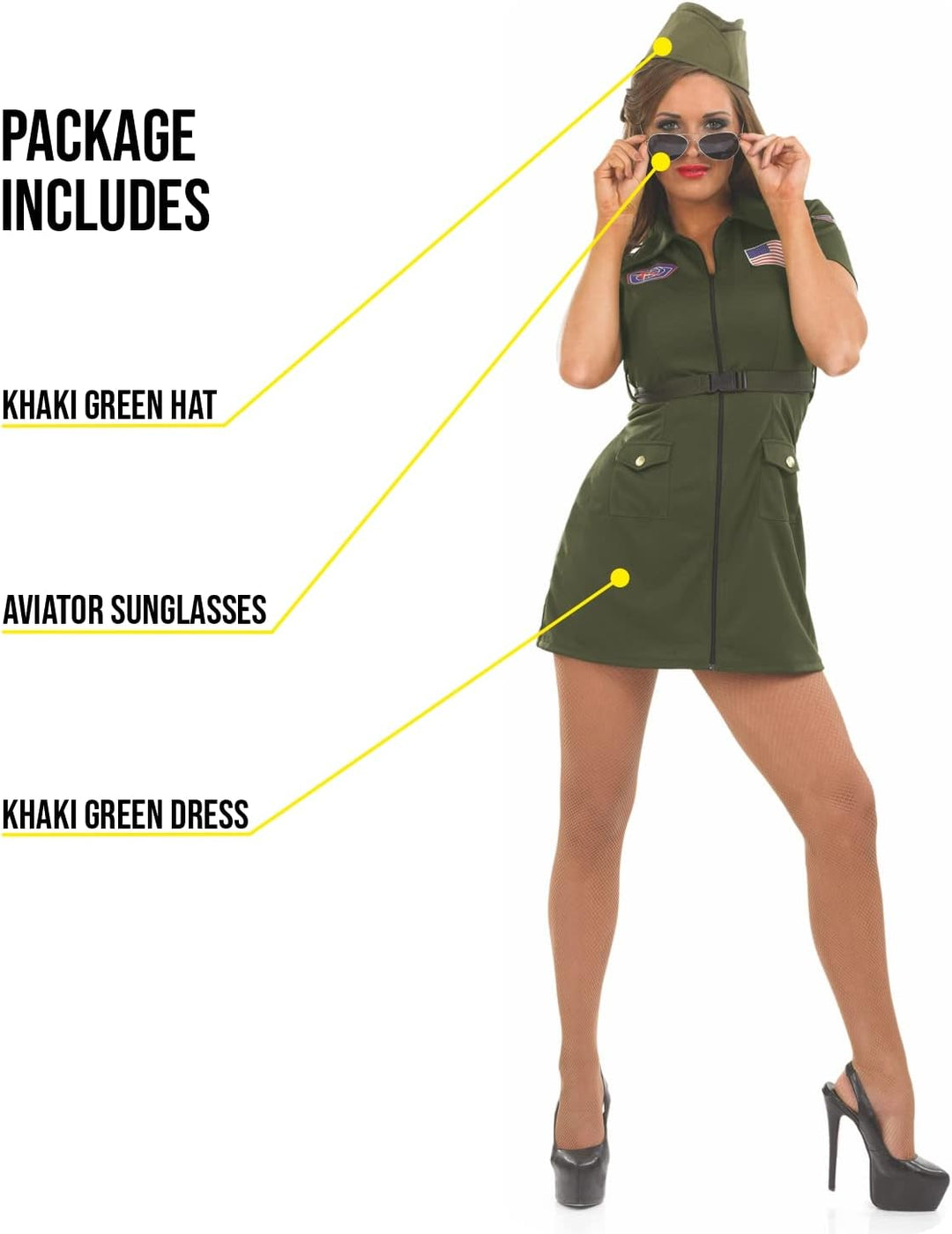 Fun Shack Jet Pilotin Kostüm Damen, Kostüm Damen Pilotin, Kostüm Pilotin Damen, Kampfpilot Kostüm Da