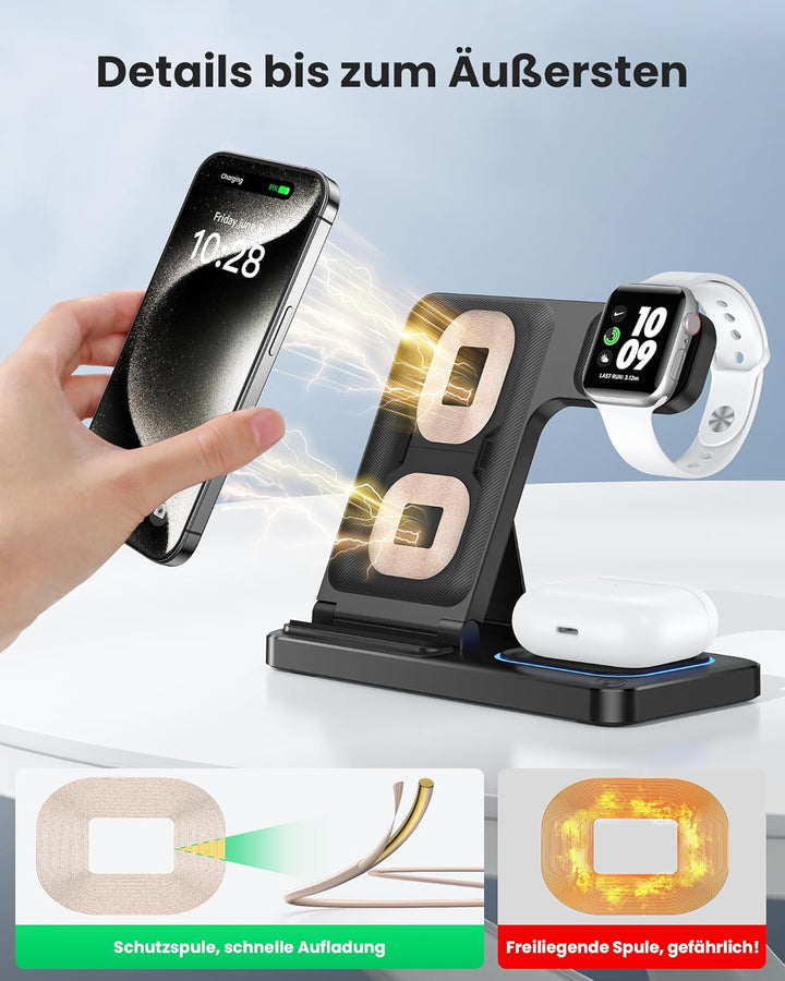 DUMTERR 3 in 1 Apple Ladestation für Apple Watch und iPhone iPod, iPhone Ladestation für iPhone 17 1