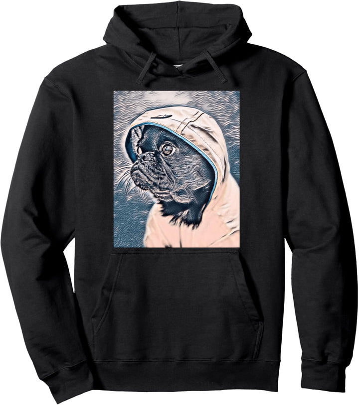 Mops Hund im Regen Moderne Kunst Poster Stil Pullover Hoodie