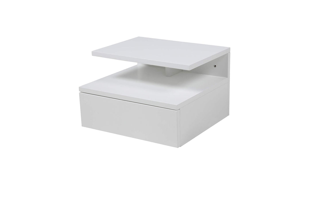 AC Design Furniture Fia Nachttisch mit 1 Schublade in Weiss, 1 Stück, Wandschrank im Minimalistische