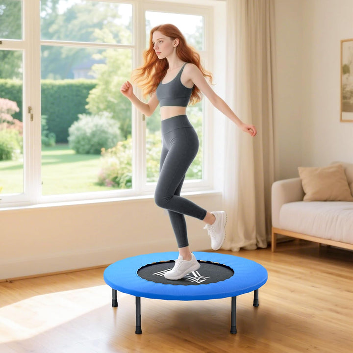 HOMCOM 32" Trampolin für Zuhause mit Sicherheitspolster, Blau &amp; Schwarz
