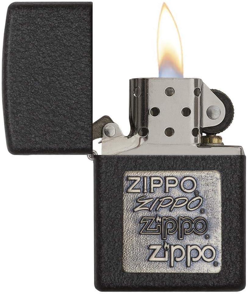 Zippo Sturmfeuerzeug - Logos, Black Crackle, Emblem - Nachfüllbar - Wiederverwendbar - Windfestes De