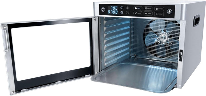 Steba ED 80 Steel Deluxe Dörrautomat | LED-Display | Langlebiger Motor | 8 Edelstahl-Gitter | Innenr