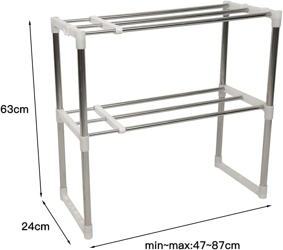 Drumm Mikrowellenregal aus Edelstahl, 2 Schichten, für Badezimmer, Küche, Mikrowelle, Aufbewahrung,