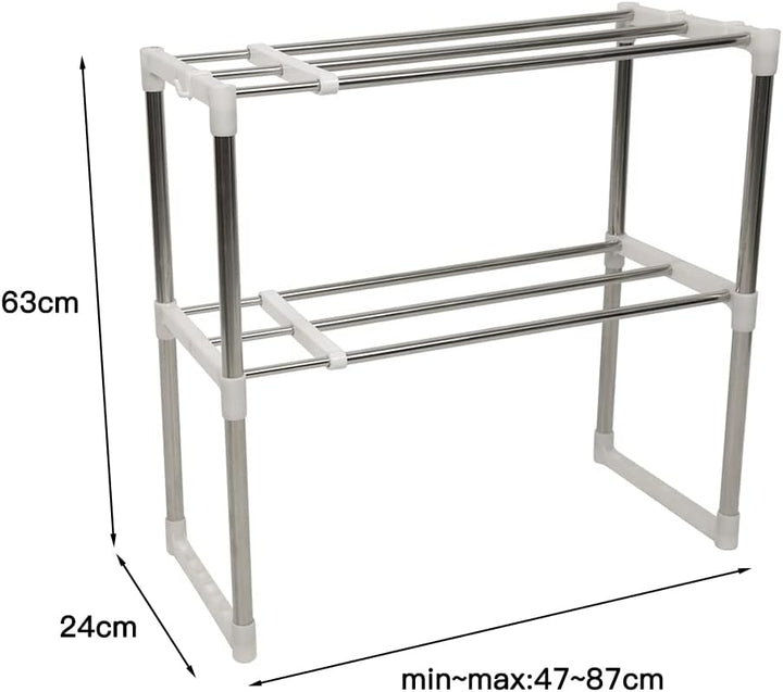 Drumm Mikrowellenregal aus Edelstahl, 2 Schichten, für Badezimmer, Küche, Mikrowelle, Aufbewahrung,