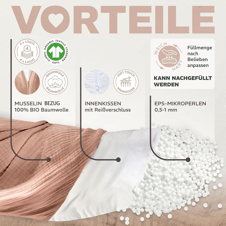 sei Design Stillkissen Mikroperlen XXL Lagerungskissen Schwangerschaftskissen Seitenschläferkissen 1