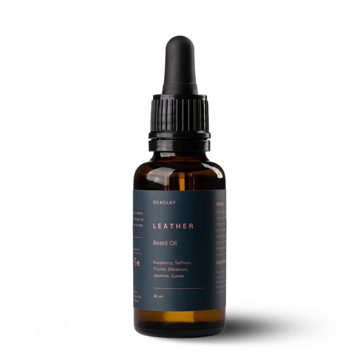 SILKCLAY Leather Bartöl und Gesichtshautöl Beard Oil aus 6 Ölen nährt und revitalisiert 30 ml Safran