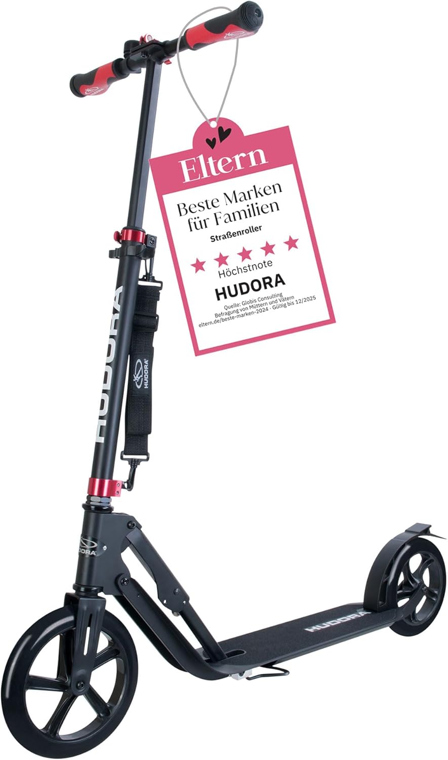 HUDORA BigWheel Style 230 Scooter I Stabiler Aluminium-Roller mit grosser Trittfläche I Höhenverstel