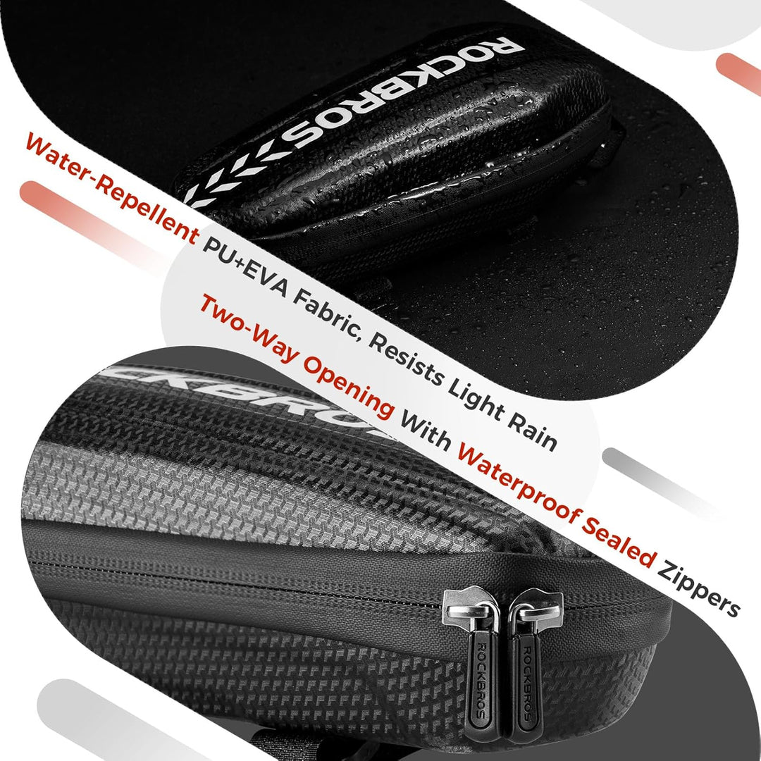 ROCKBROS Fahrrad Rahmentasche Wasserdicht Oberrohrtasche für MTB Rennrad Faltrad Schwarz L 1,5L / M