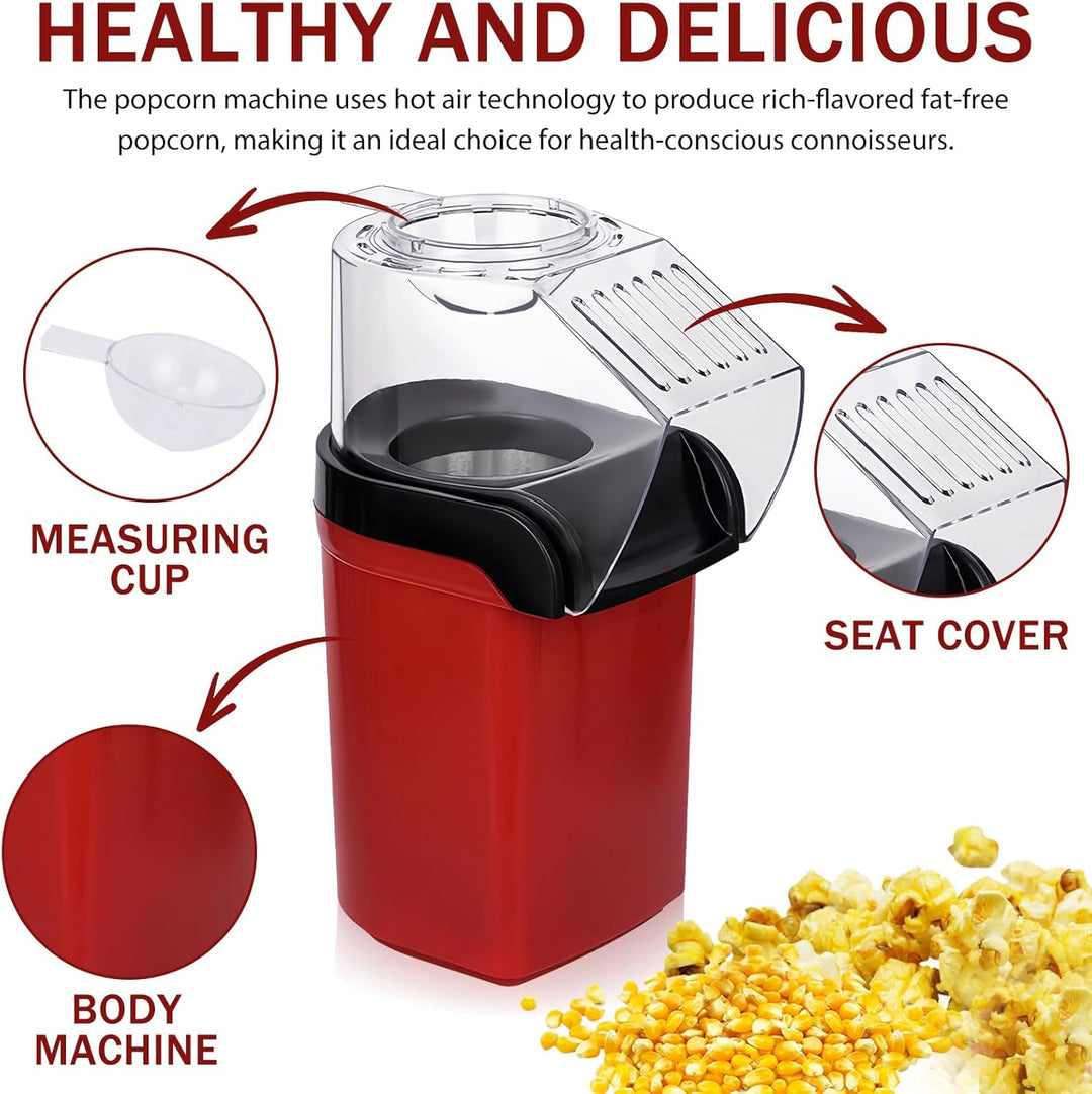 Popcornmaschine, Klein Popcorn-Maschine mit Messbecher, One-Touch Elektrische Rühr Popcorn Popper, O