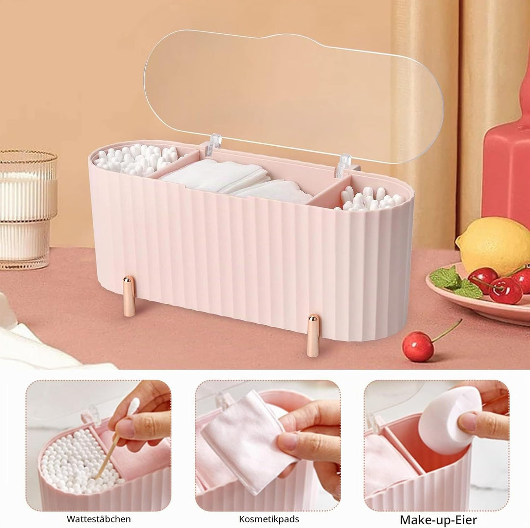 Make Up Kosmetik Organizer, Wattepads Aufbewahrung mit Deckeln, Wattestäbchen Behälter Lidschattenpi