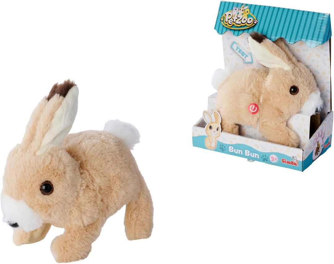 Simba PetZoo BunBun, Spielzeug Haustier, läuft, wackelt mit Nase und Ohren, 19cm, ab 3 Jahre STK, ST