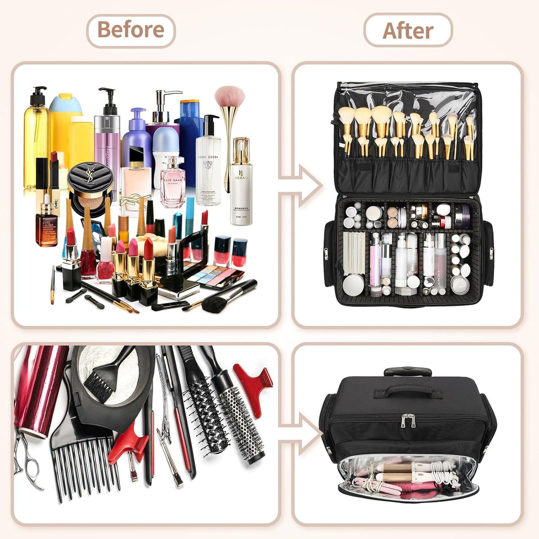 Grosse Kosmetikkoffer Trolley, Professionelle Beauty Case with 4 Klein Kosmetiktasche, Reise Schmink