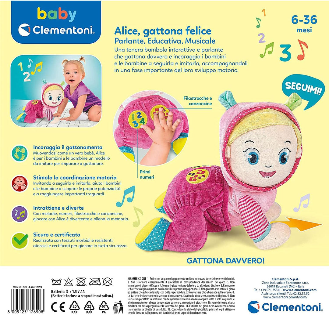 Clementoni alice gattona e canta canzoncine e filastrocche