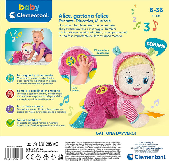 Clementoni alice gattona e canta canzoncine e filastrocche