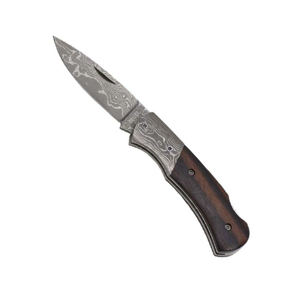 Haller Unisex – Erwachsene Damast-Taschenmesser Ebenholzgriff, braun, one Size
