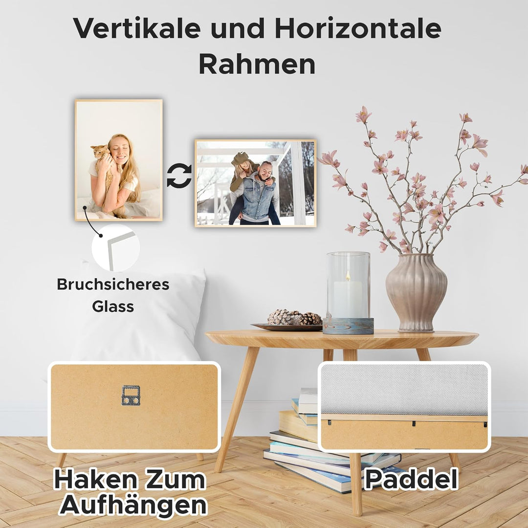 Estancia Eiche Holz Bilderrahmen 40x60 cm mit Bruchsicherem Acrylglas | Rahmen 40x60 cm | Bilderahme