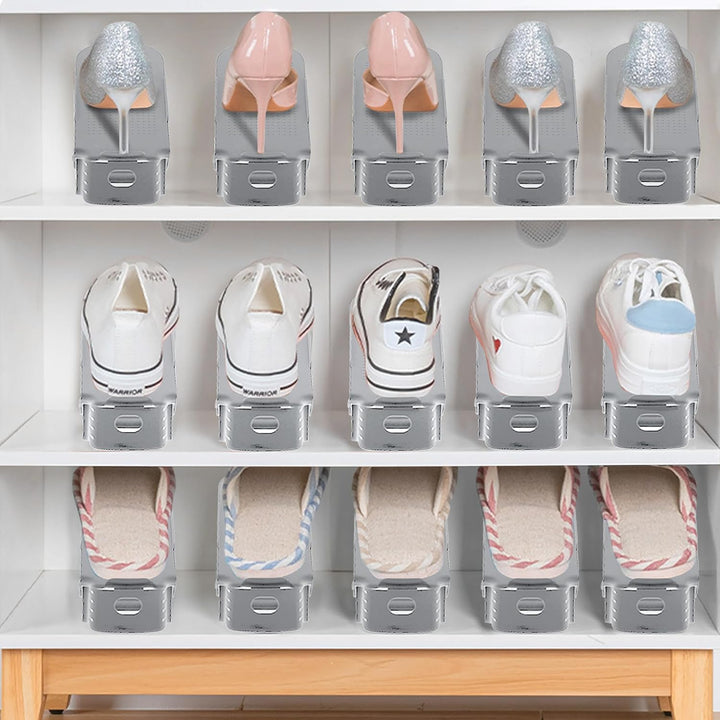 SUBTLETY Einstellbare Schuhstapler 30 Stück PP Schuhregale Höhenverstellbar Schuhorganizer Rutschfes