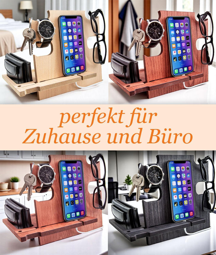 Docking Station personalisiert – Kreatives Geschenk für Männer zum Geburtstag – Holz Organizer mit G