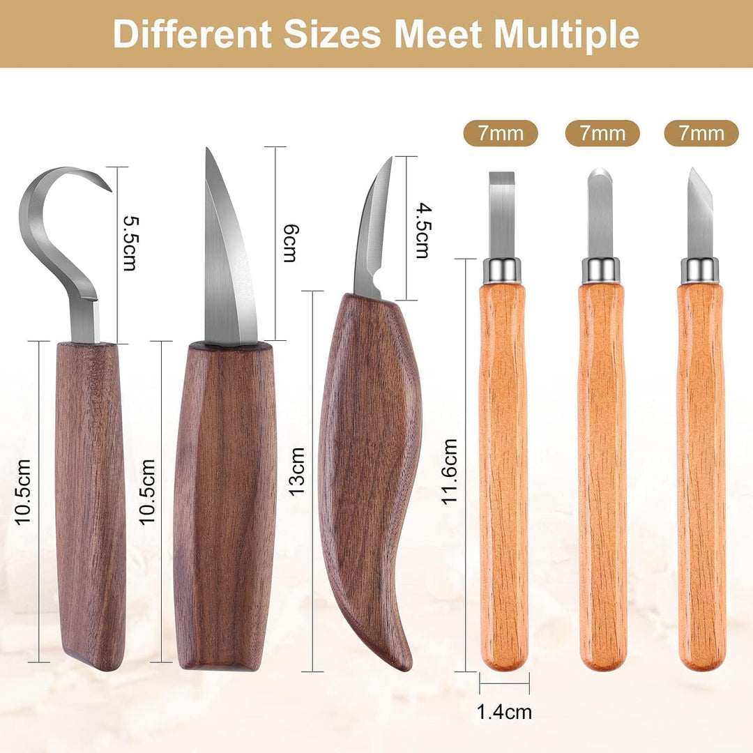 Holz Schnitzwerkzeug Set - 14 STK Schnitzmesser Holz Schnitzen Set mit Schleifstein für Erwachsene K