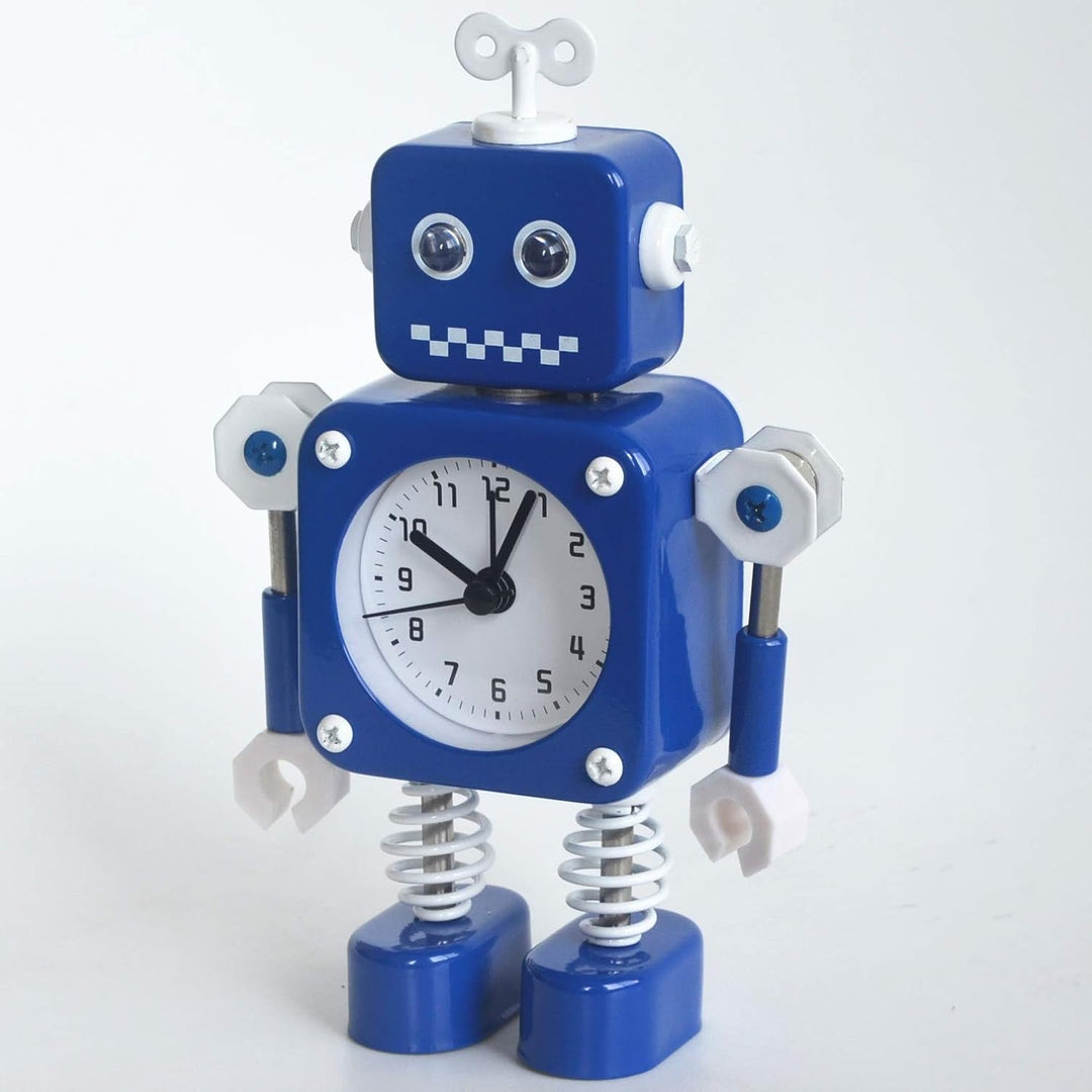 Diskary Roboter Wecker,Nicht tickende Wecker mit blinkenden Augen Lichtern und drehbarem Arm,Geschen