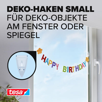 tesa Powerstrips DECO Haken SMALL im 3er Pack - Klebehaken für Deko an Glas und Spiegel - bis zu 200