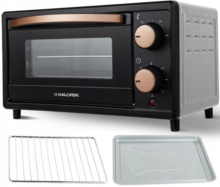 KALORIK Mini-Backofen OT2015CO, 10L Kapazität, Schwarz mit Kupferakzenten, 800W, Energiesparend mit