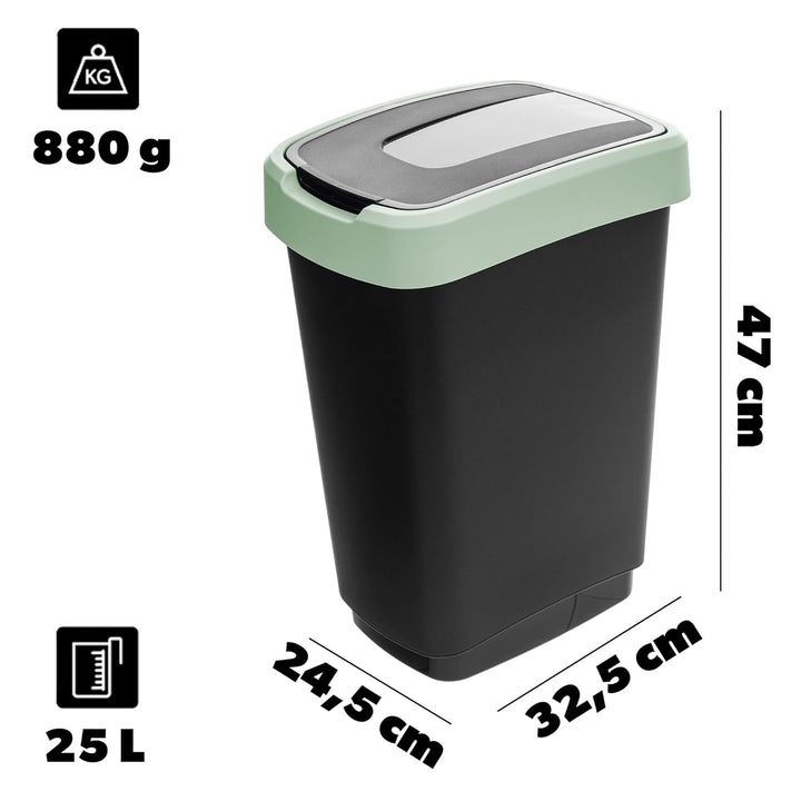 KADAX Mülleimer 25L, 4er Set, Abfalleimer mit Schwingdeckel, Abfallbehälter aus Kunststoff, Müllbehä