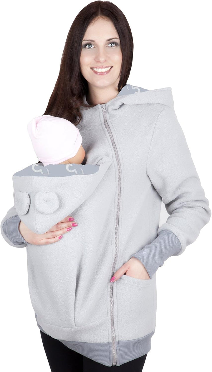 Mija - Tragejacke/Fleecepullover für Tragetuch Tragepullover für beide 4019A L Hellgrau / Grau, L He