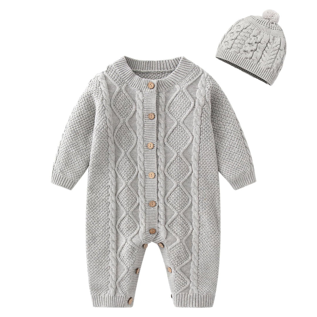 Gestrickte Strampler Baby Mädchen Spieler und Mütze Strickanzug Schneeanzug Overalls für 3-24 Monate