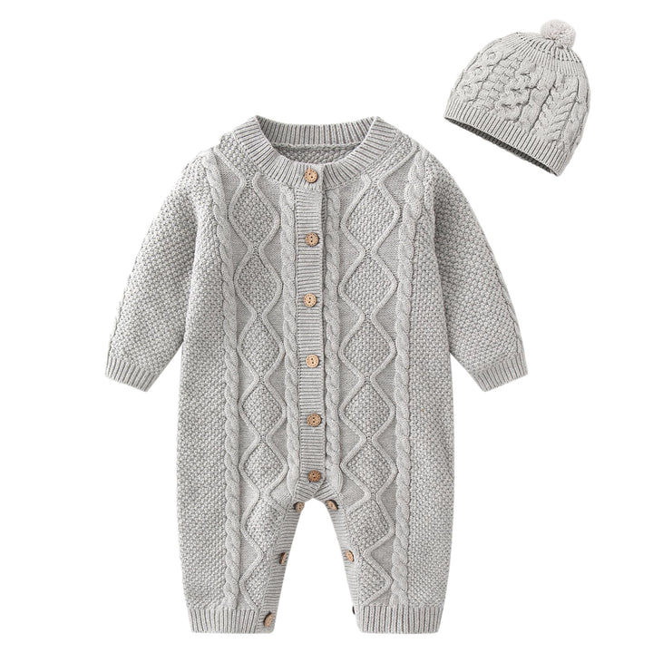 Gestrickte Strampler Baby Mädchen Spieler und Mütze Strickanzug Schneeanzug Overalls für 3-24 Monate
