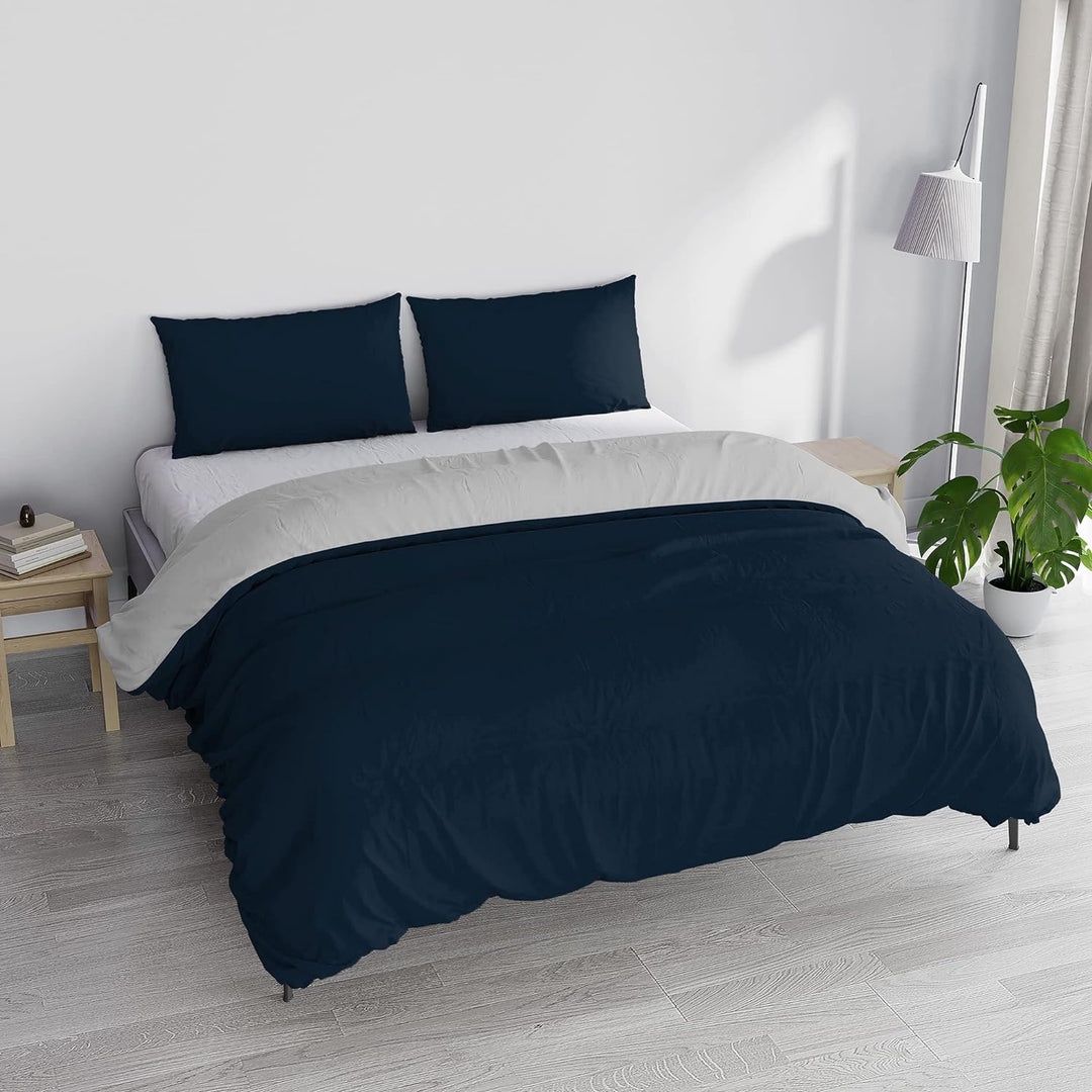 Italian Bed Linen Bettwäscheset für Doppelbetten, 250 x 200 cm 250 x 200 cm Blau/Grau, Blau/Grau