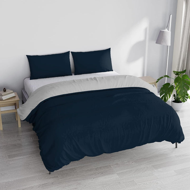 Italian Bed Linen Bettwäscheset für Doppelbetten, 250 x 200 cm 250 x 200 cm Blau/Grau, Blau/Grau