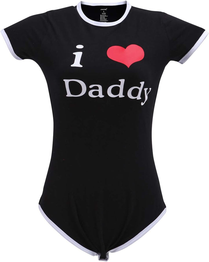 LittleForBig Baumwolle Strampler Onesie Pyjamas Bodysuit - I Love Daddy Muster Schwarz XS, Schwarz X